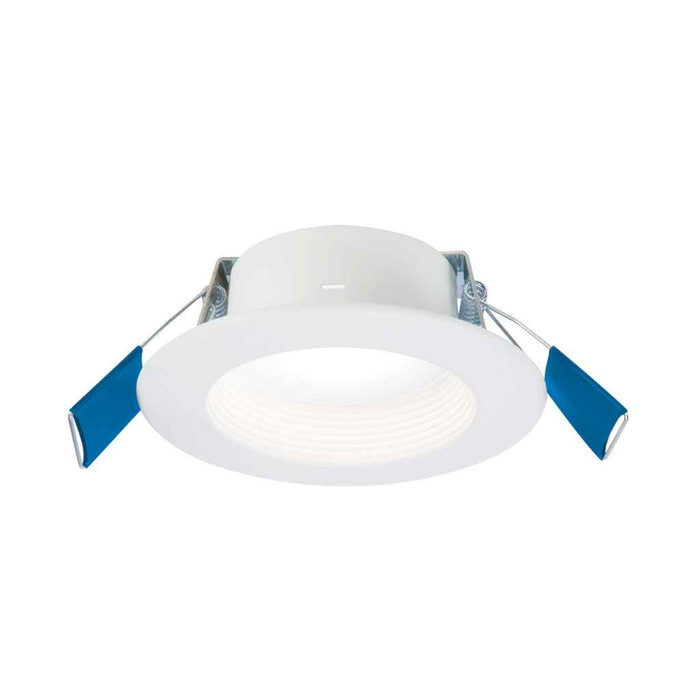 Halo 4-inch canless recessed LED downlight, 600/900 selectable lumens , 90 CRI, selectable CCT with D2W option, 120V 60Hz, LE & TE cut 5% dimming, ma