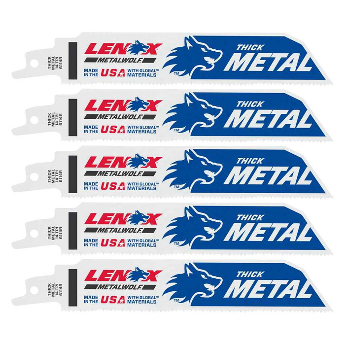 Lenox LENOX Lazer Metal Cutting Reciprocating Saw Blade, Bi-Metal, 6-Inch, 14 Tpi, 5/Pk