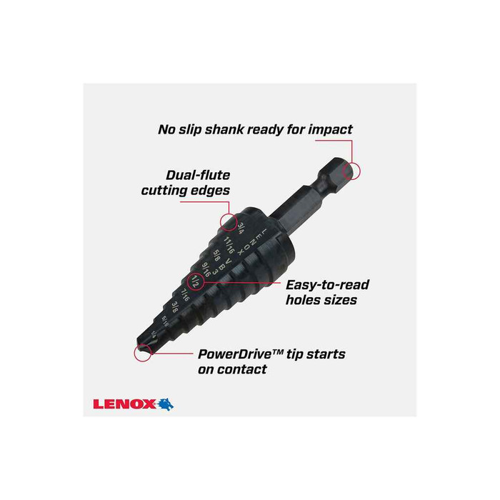 Lenox LENOX Step Drill Bit, 1/4-To-3/4-Inch