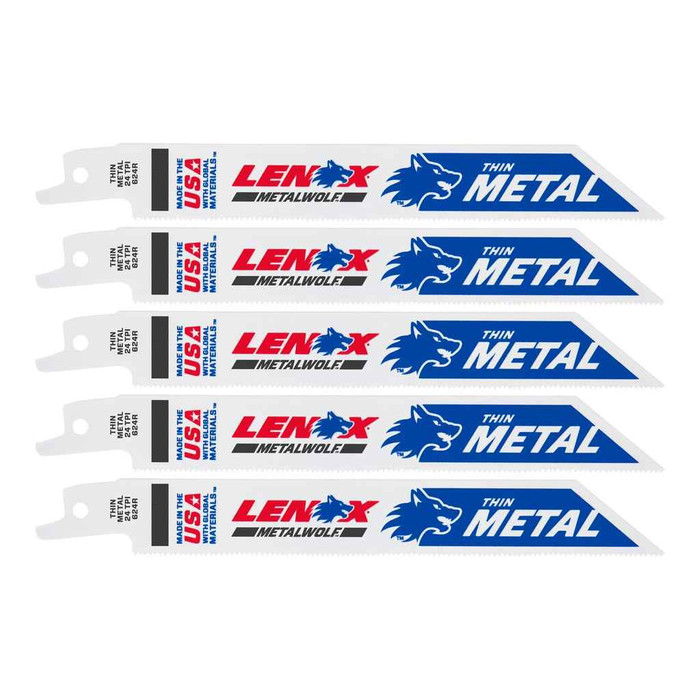 Lenox LENOX Metal Cutting Reciprocating Saw Blade With Power Blast Technology, Bi-Metal, 6-Inch, 24 Tpi, 5/Pk