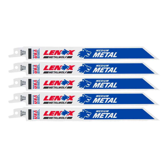 Lenox LENOX Tools Metal Cutting Reciprocating Saw Blade with Power Blast Technology, Bi-Metal, 8-Inch, 18 Tpi, 5/Pk