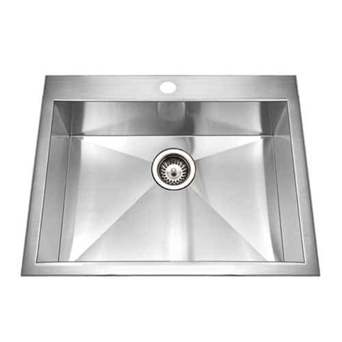 Houzer BCS-2522 Bellus 25" Stainless Steel Drop-in Topmount 1-hole Single Bowl Kitchen Sink with Strainer & Grid