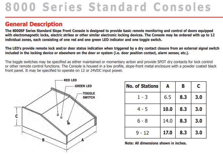 DynaLock 8000SF Series Standard Slope Front Consoles