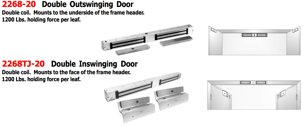 DynaLock 2268-20 Series 1200 Lb. Classic Low Profile. Surface Mounted for  Single and Double Outswing or Inswing Doors