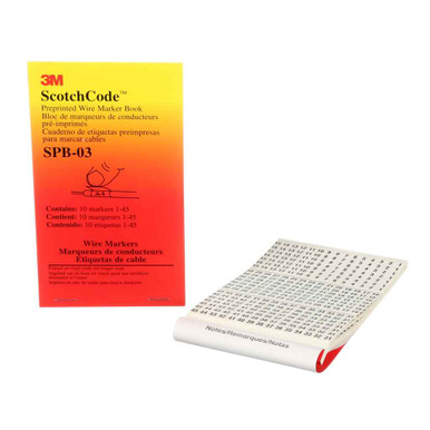 3M ScotchCode Wire Marker Book SPB-03 Numbers 1-45 | ZenSupply
