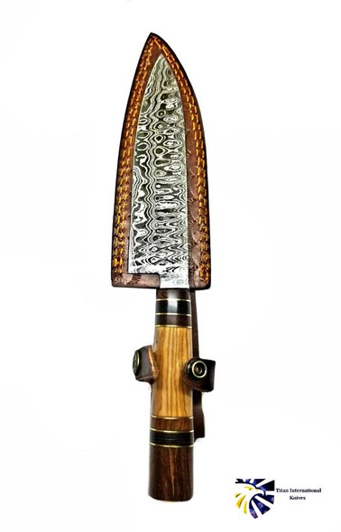 Black & Tan Damascus Santoku Knife Black & Tan Damascus Santoku Knife