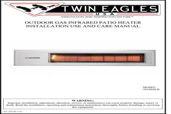 Twin Eagles 48-Inch Gas (LP / NG) Infrared Patio Heater with Remote - TEGH48-B