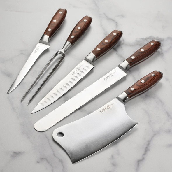Messermeister Avanta Forged 6 Piece BBQ Knife Set - full knife lineup
