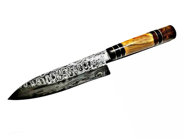 Black & Tan Damascus Santoku Knife Black & Tan Damascus Santoku Knife