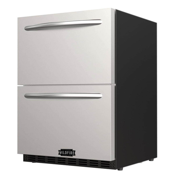 Wildfire 24" Built‑In Stainless Steel Dual Drawer Outdoor Refrigerator