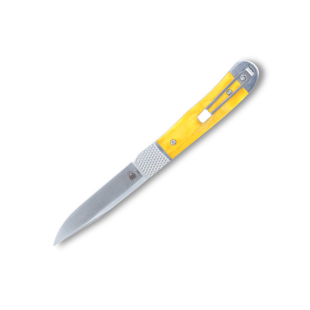 Moore Maker - 4 1/8" Yellow Bone Automatic Knife, Hidden Release - view 2
