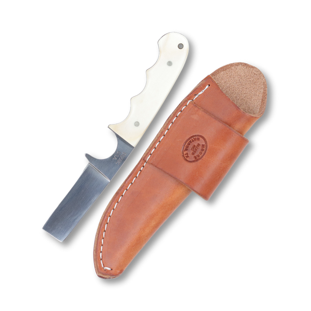 Moore Maker - 6 3/8" White Bone Bull Cutter Fixed Blade with Sheath - view 2