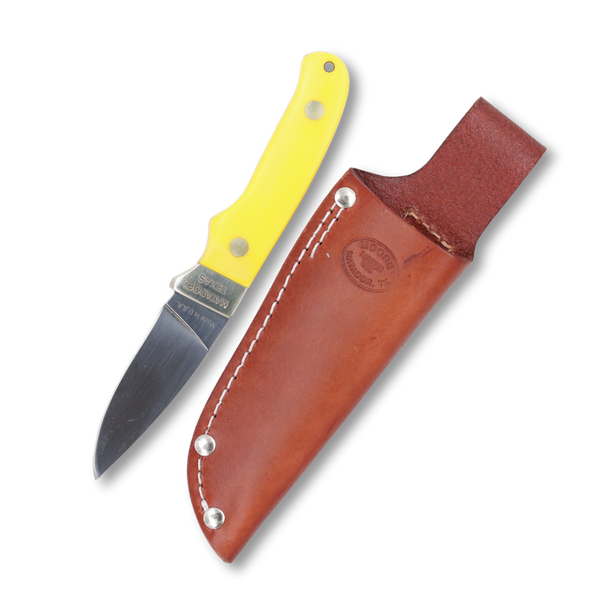Moore Maker - 7" Yellow Delrin Drop Point Hunter with Sheath - view 2
