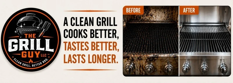 A gas grill before and after professional cleaning