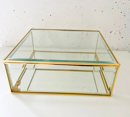Glass Keepsake Box Gold Trim - Stefanothiki - Elegant Bomboniere