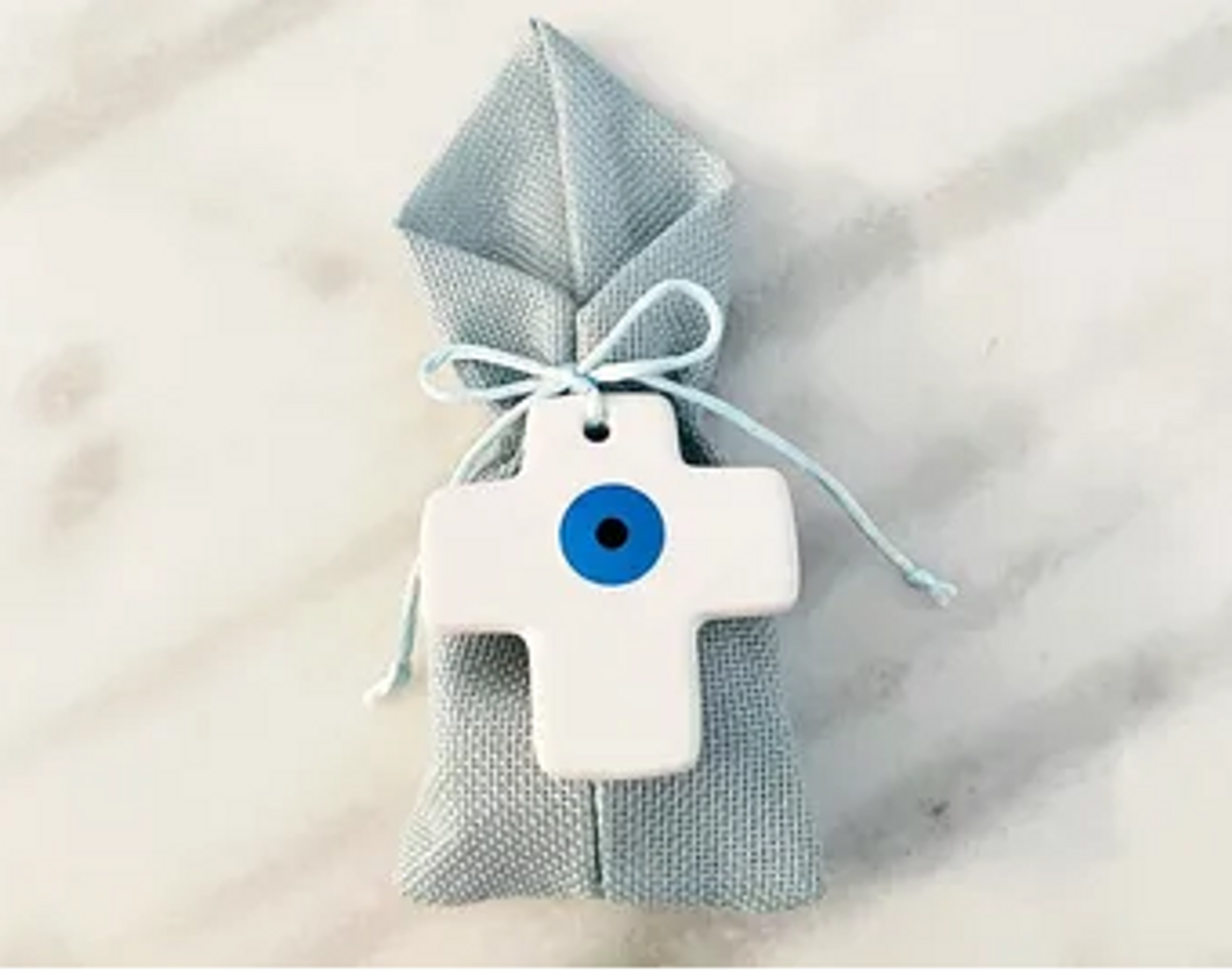 Pastel Blue Jute Bag Pull String Elegant Bomboniere