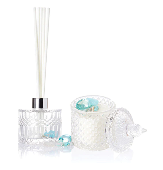 Blue Aura Crystal Candle & Diffuser - Value Pack - Elegant Bomboniere