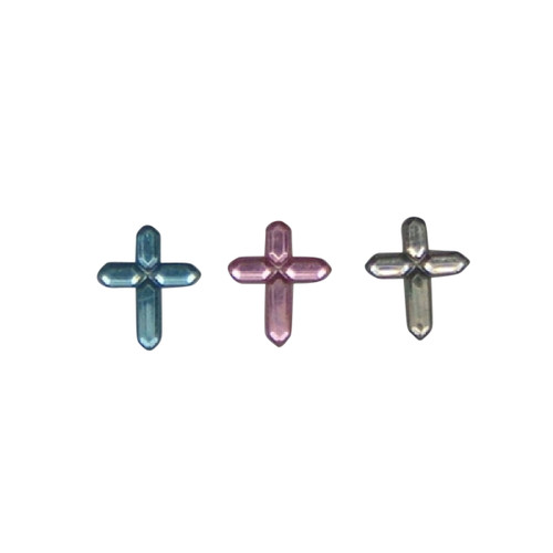 Acrylic Coloured Cross Bomboniere Attachment - Pkt 50