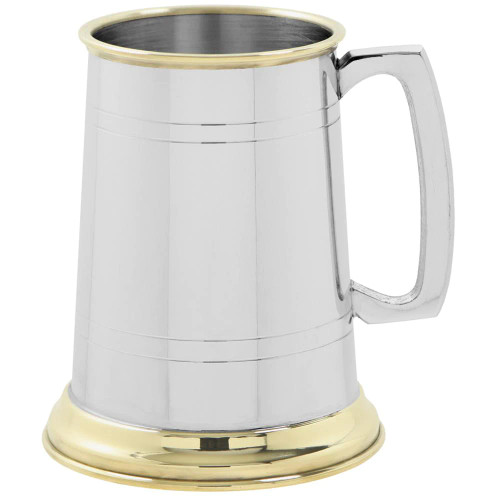 British Pewter 2 Line 2 Tone Tankard 
