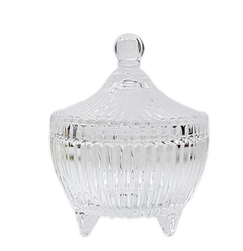 Ribbed Three Leg Glass jar