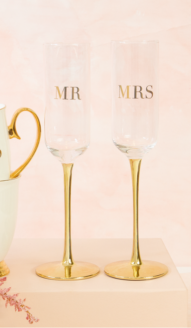 Mr & Mrs Champagne Flutes Set of 2