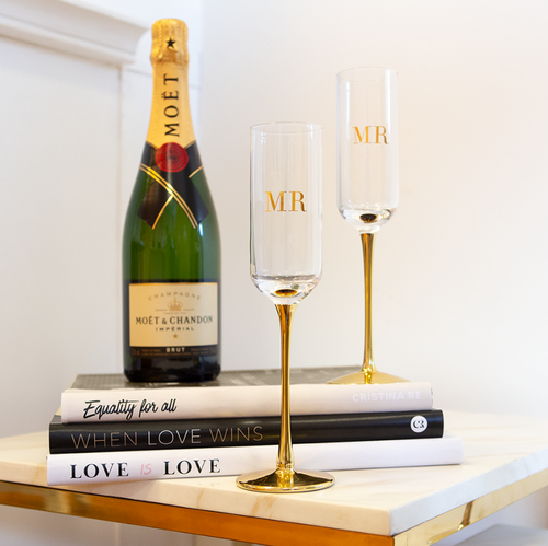 Mr & Mr Champagne Flutes Set of 2