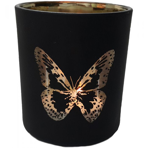 Votive Matt Black - Butterfly Design / Small