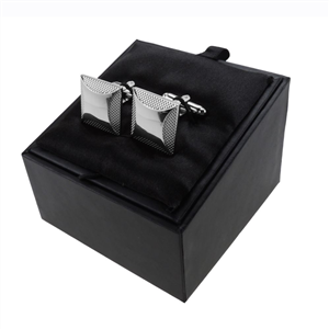 Mens Rhodium Cuff Link Set