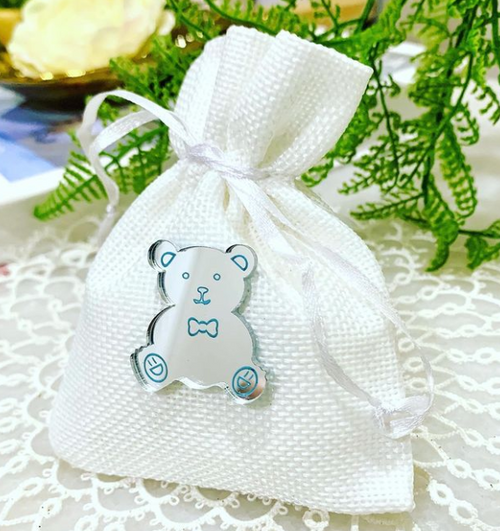 Christening favour Linen Teddy Bear Pouches