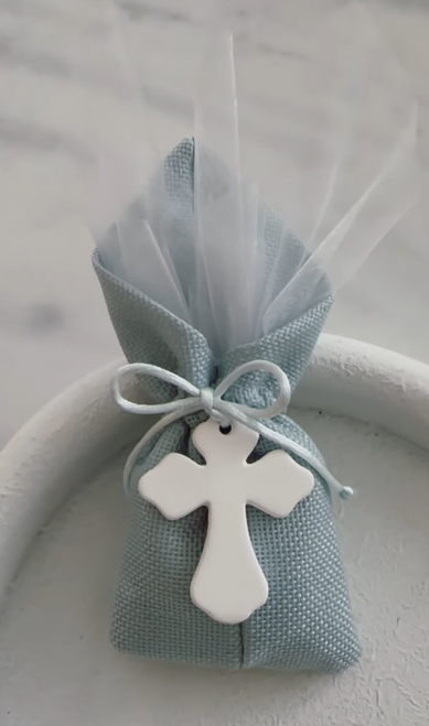 Pastel Blue Jute Drawstring Gift Bag