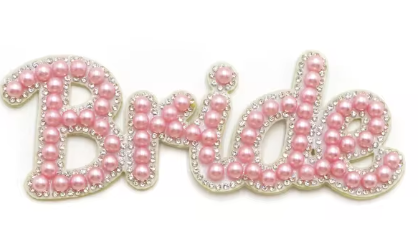Pink Pearl Rhinestone Bride Patch 