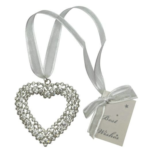 Wedding Diamante 3 Row Open Heart Charm