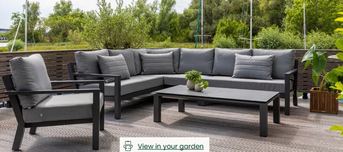 Timber Aluminium Lava Frame with Sunbrella Natte Charcoal Cushions, 4 pieces