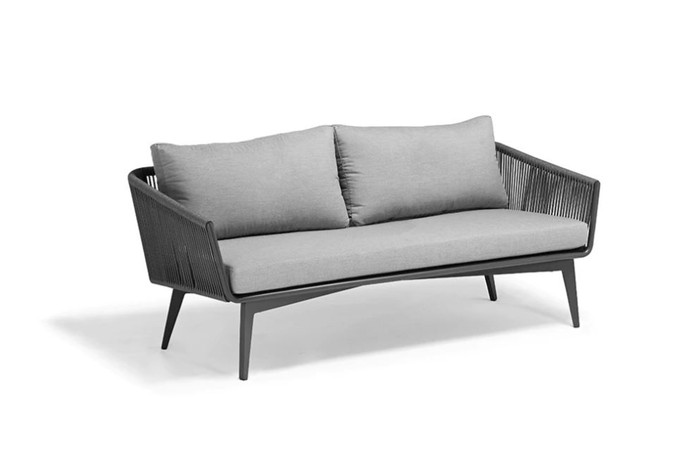 The Diva 178cm outdoor sofa is made from outdoor rope with powder-coated aluminium frame and Sunbrella fabric. Compact yet comfortable. 
Fresh appearance and attractive.