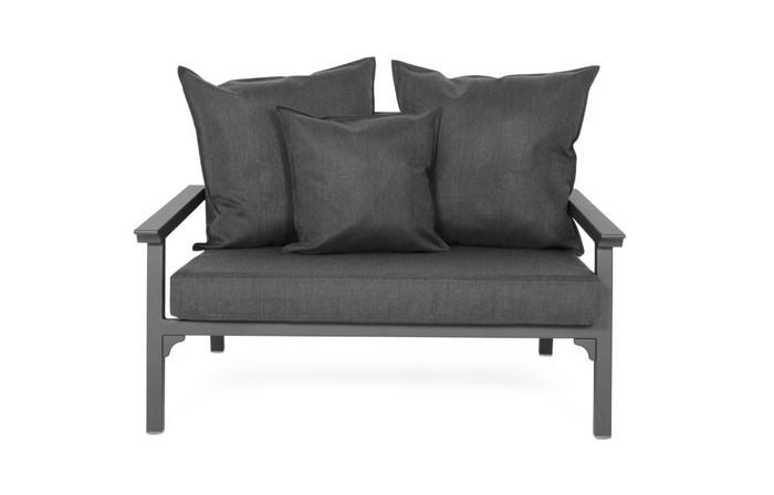 Maiori 2 person love seat 120cm wide. PLEASE NOTE : actual fabric differs from image. Refer Maiori Classique arm chair for example of actual fabric.