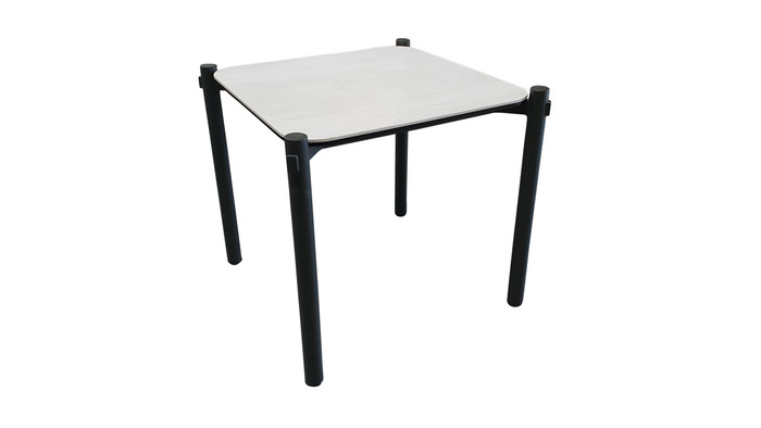 Angle view of Cancun ceramic top outdoor aluminium side table