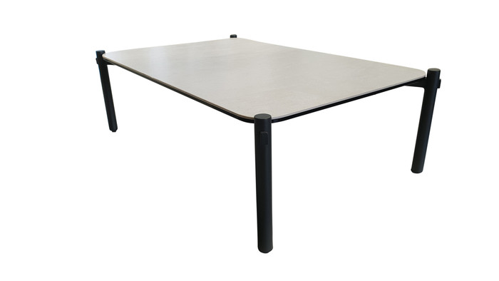 Angle view of Cancun ceramic and aluminium outdoor coffee table