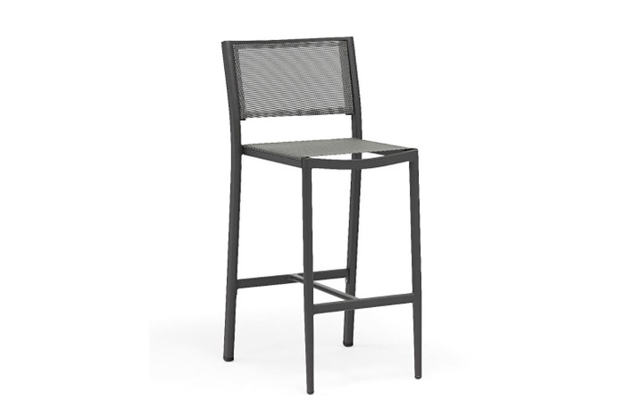 Polo outdoor bar stool in dark grey with batyline mesh