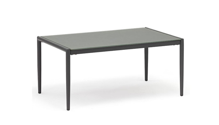 POLO frosted, tempered glass top coffee table with dark grey frame - 80x50x42