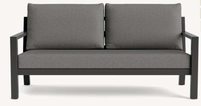 Timber Aluminium Frame 2.5 Person sofa, lava frame and Sunbrella Natte charcoal cushions