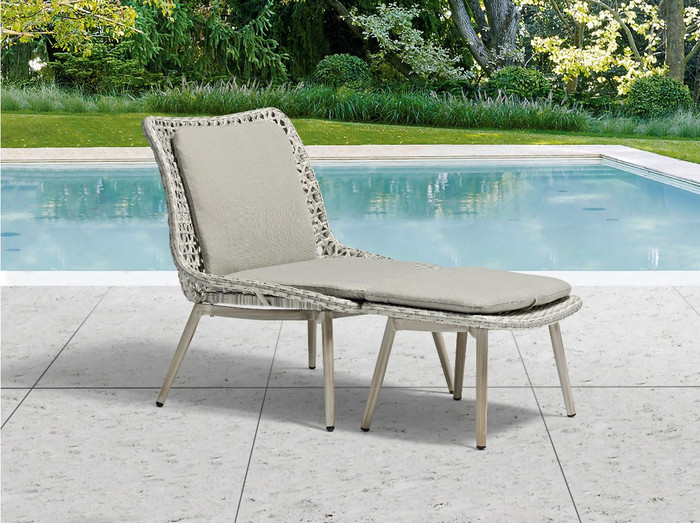 Esquire low chair with footstool and sunbrella squabs