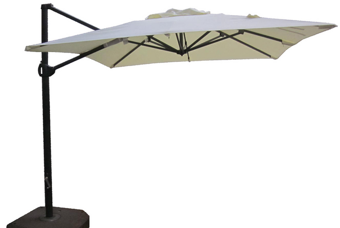 Peros Sidepost Umbrella, 3m x 3m Square for illustration purposes only, NOT available in off white colour, colour is grey tweed olefin outdoor canopy