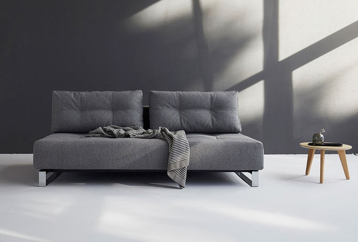 SUPREME Deluxe Sofa bed - displayed here in the Granite Twist fabric option and chrome legs
Also available with black legs
Front view