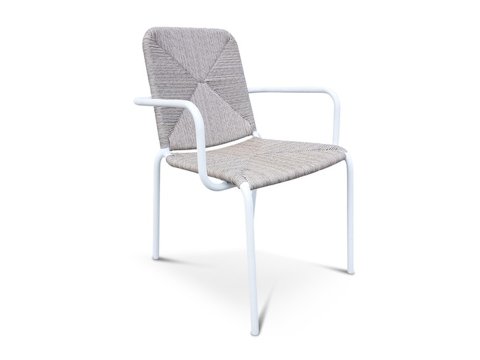 Calvin Outdoor Aluminium And Wicker Stacking Arm Chair