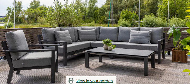 Timber Aluminium Lava Frame with Sunbrella Natte Charcoal Cushions, 4 pieces