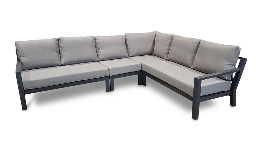 An alternative front view of the LIFE TIMBER Outdoor Aluminium modular corner lounge set. All modular items are available individually to create a customized corner set - complete set of 4 x pieces was  $7,680, now $4,608 plus delivery
*Please ask staff for more information