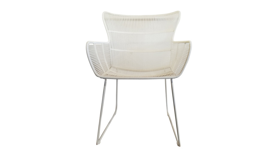 Front view of BUNGA outdoor cord wicker chair in Stone White - LIMITED STOCK!!
Also available in Lava finish