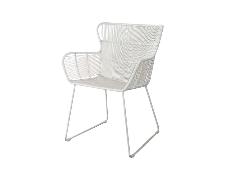 Angled view of BUNGA outdoor cord wicker chair in Stone White - LIMITED STOCK!!
Also available in Lava finish