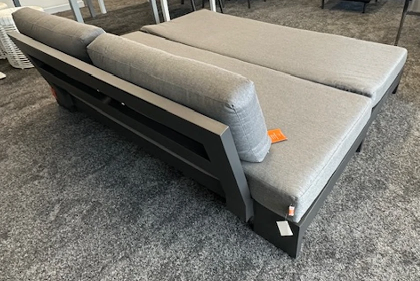LIFE CUBE Outdoor Aluminium Sofa & Bench - 2 x items sold together - with Sunbrella cushions - CHARCOAL FRAME