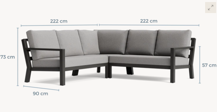 Measurements of Timber Aluminium  Frame, 3 pieces, Standard Height Arm
